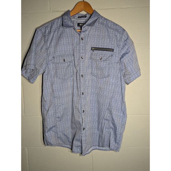 Urban Pipeline Mens Short Sleeve Button Up Shirt Large pocket Y2K Streetwear - Picture 1 of 4